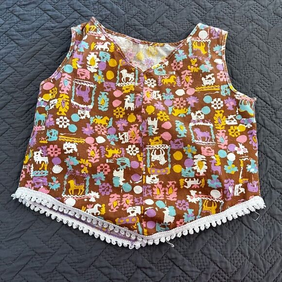 Vintage Handmade Crop Top Western Themed - Picture 2 of 5